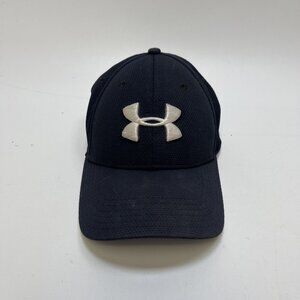 Under Armour Hat Cap Fitted Mens M/L Black w/ White Logo Performance Stretch